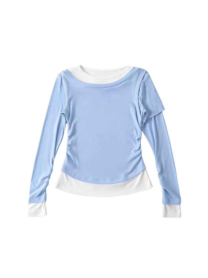 バイカラーレイヤードデザイントップス