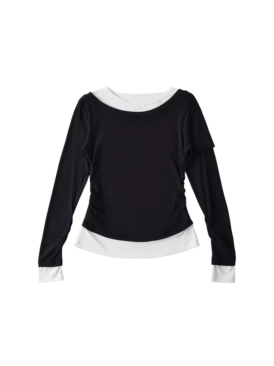 バイカラーレイヤードデザイントップス