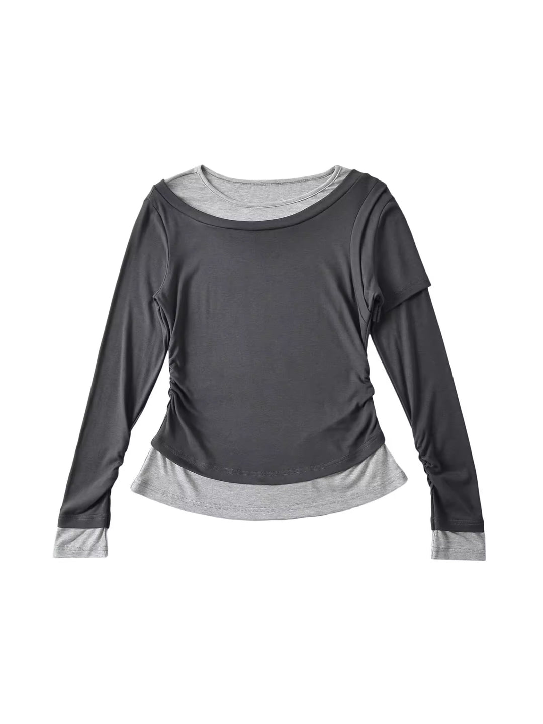 バイカラーレイヤードデザイントップス