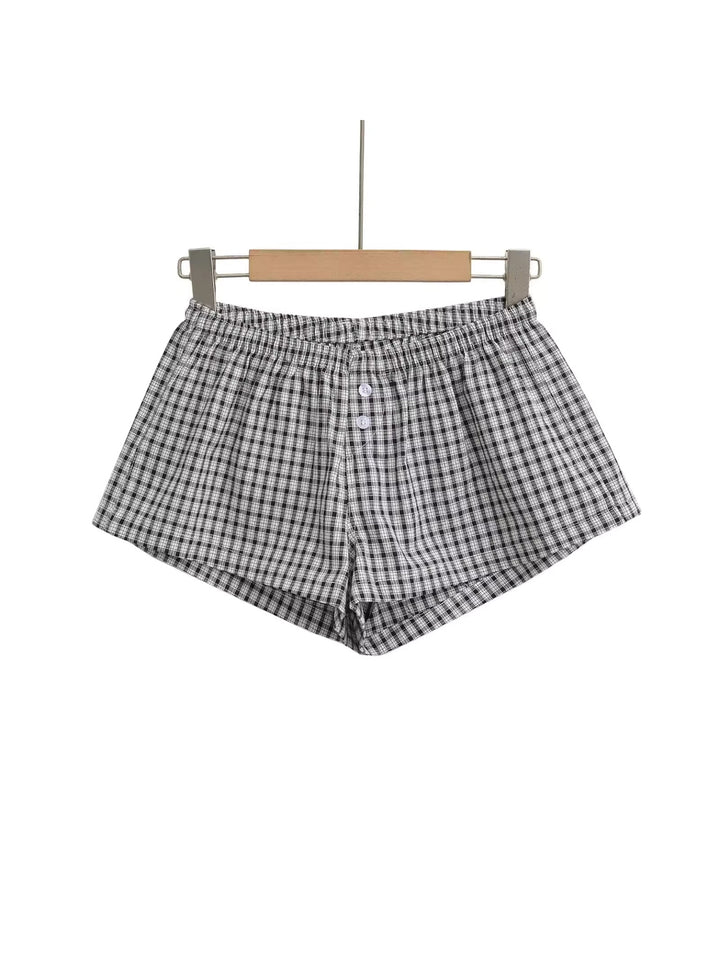 チェック柄コットンショートパンツ
