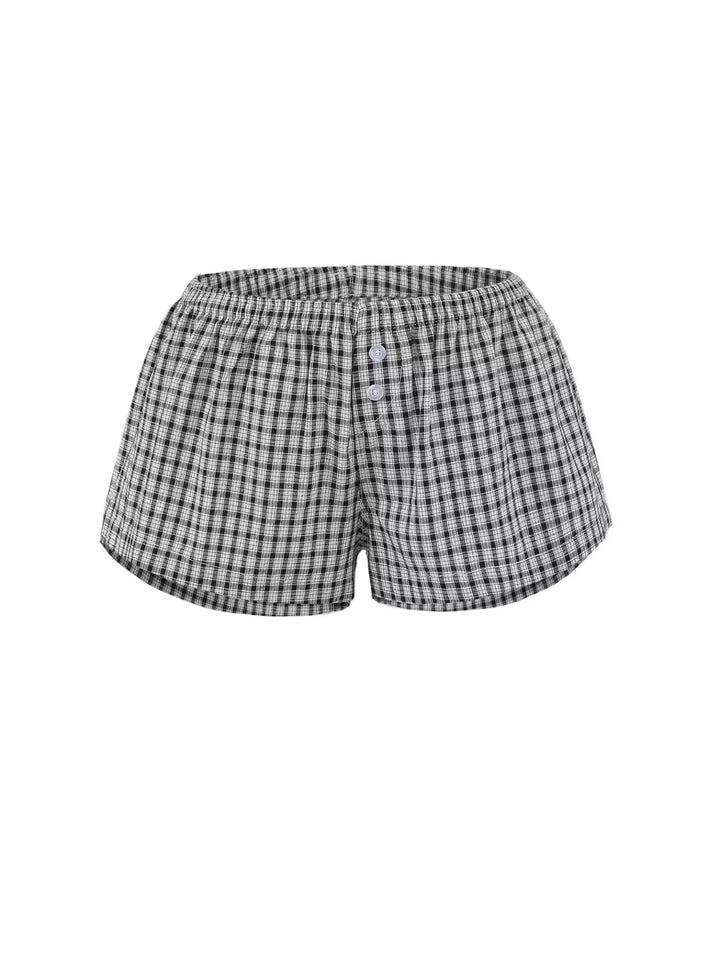 チェック柄コットンショートパンツ