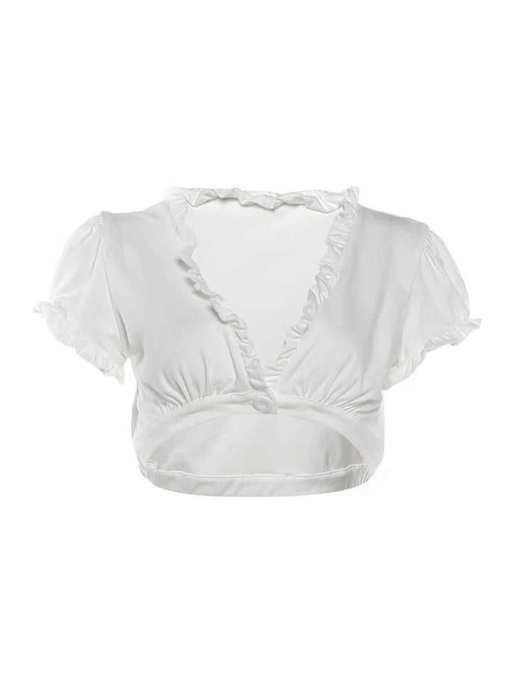 ディープネックフリルボレロトップス