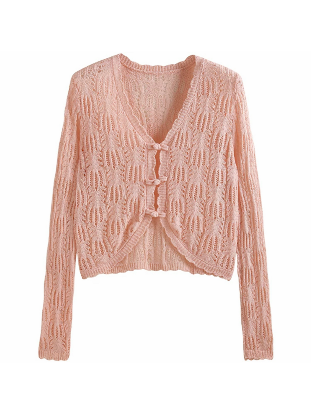 シアーレース クロップドニットカーディガン