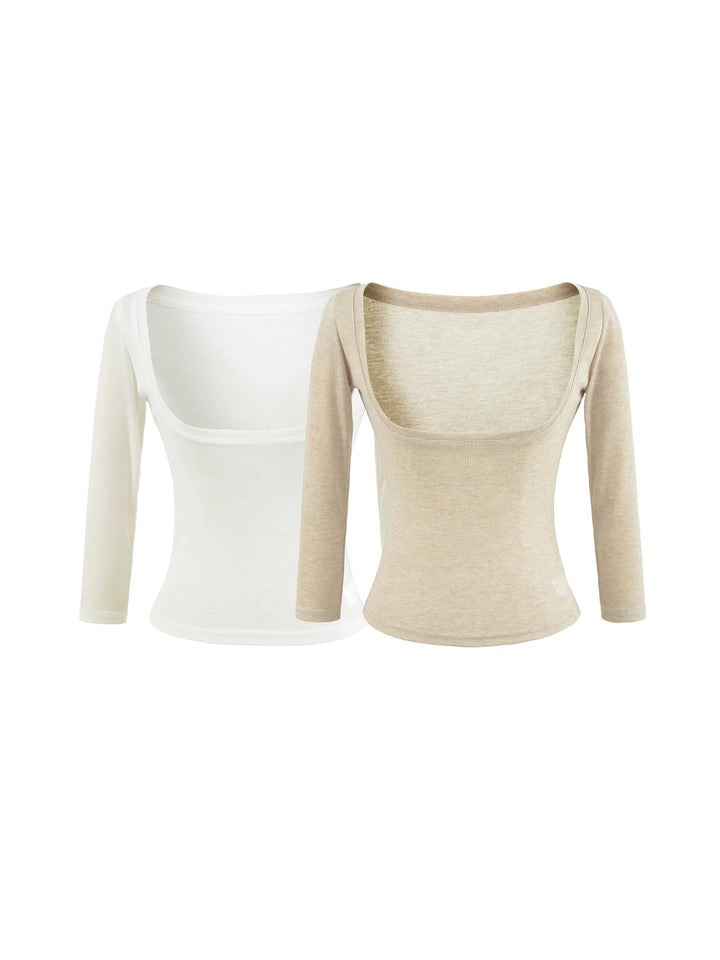 シアースクエアネックトップス