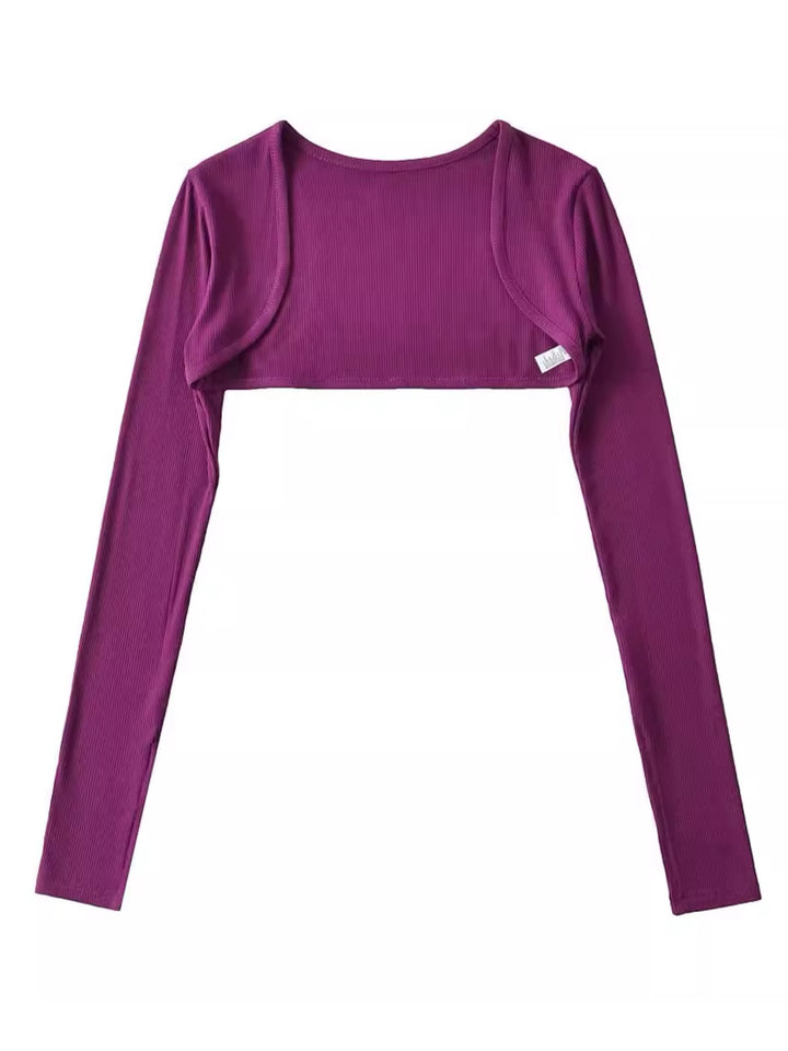 スリットスリーブリブボレロトップス