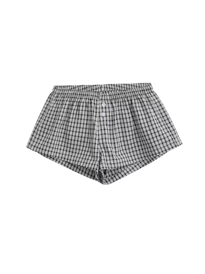 チェック柄コットンショートパンツ