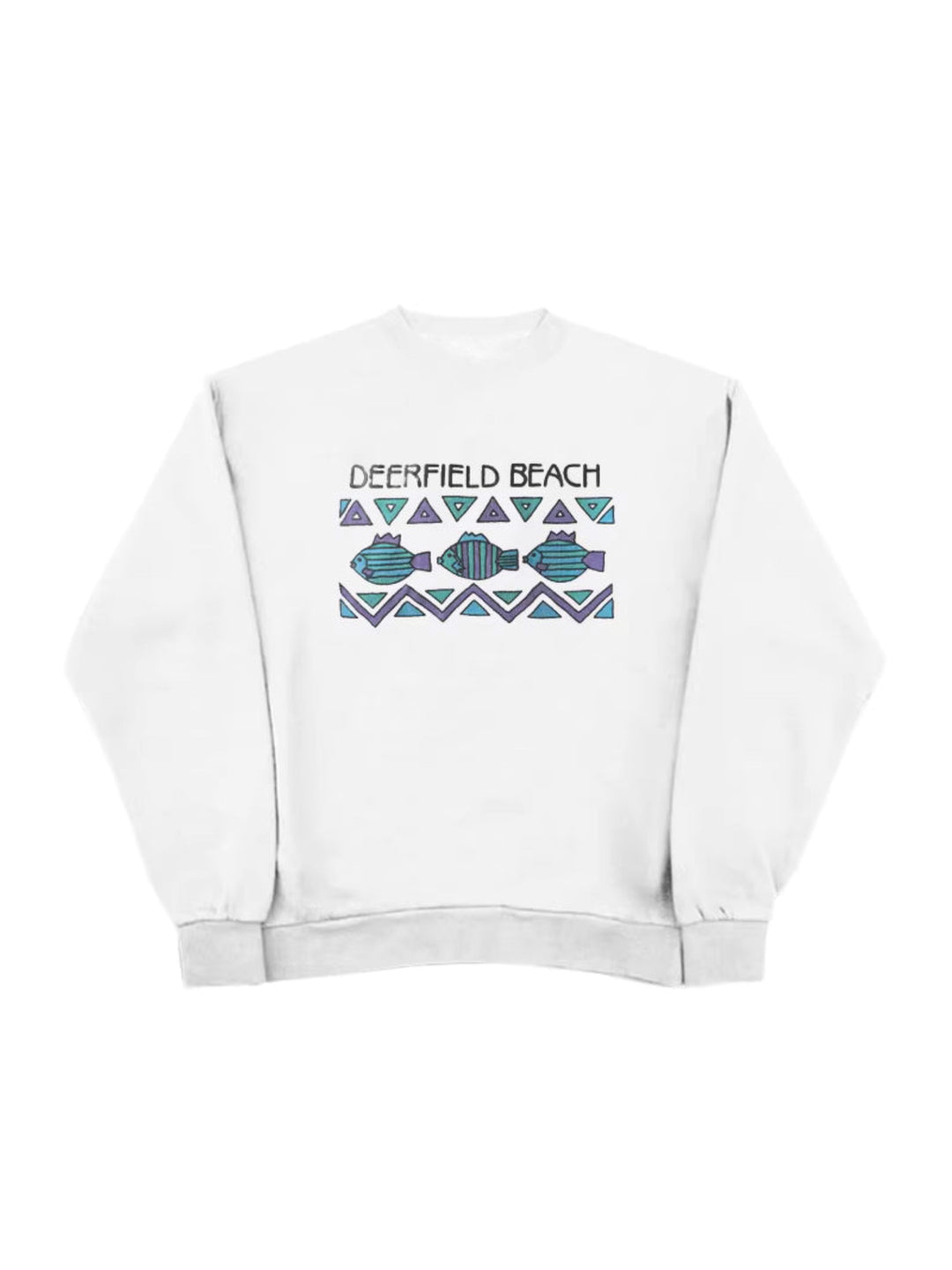 ヴィンテージライクFishモチーフプリントスウェットトップス