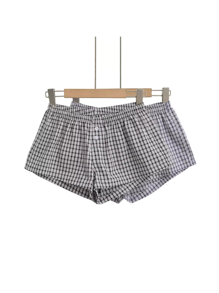 チェック柄コットンショートパンツ