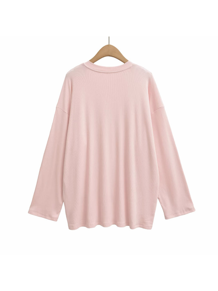 Vネックリラックスリブトップス