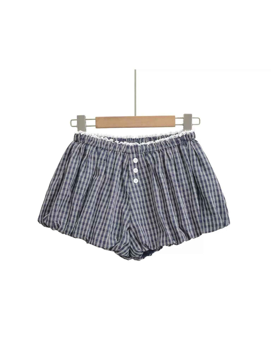 チェック柄フリルバルーンボクサーショートパンツ