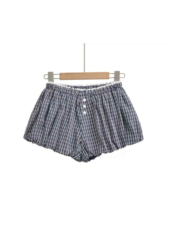 チェック柄フリルバルーンボクサーショートパンツ