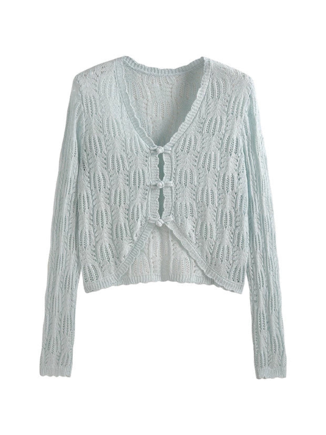 シアーレース クロップドニットカーディガン