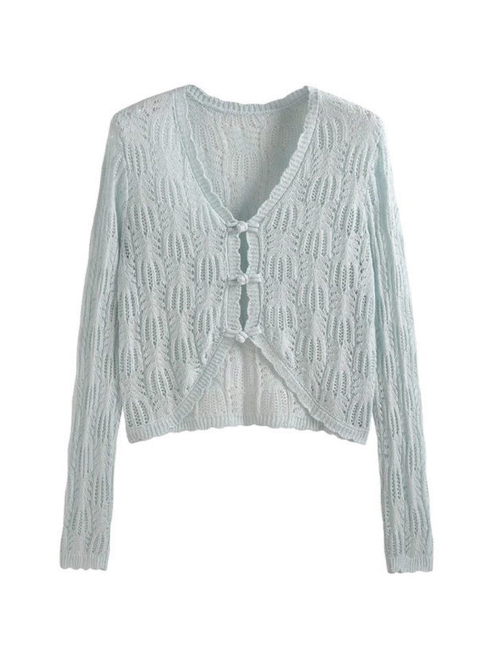 シアーレース クロップドニットカーディガン