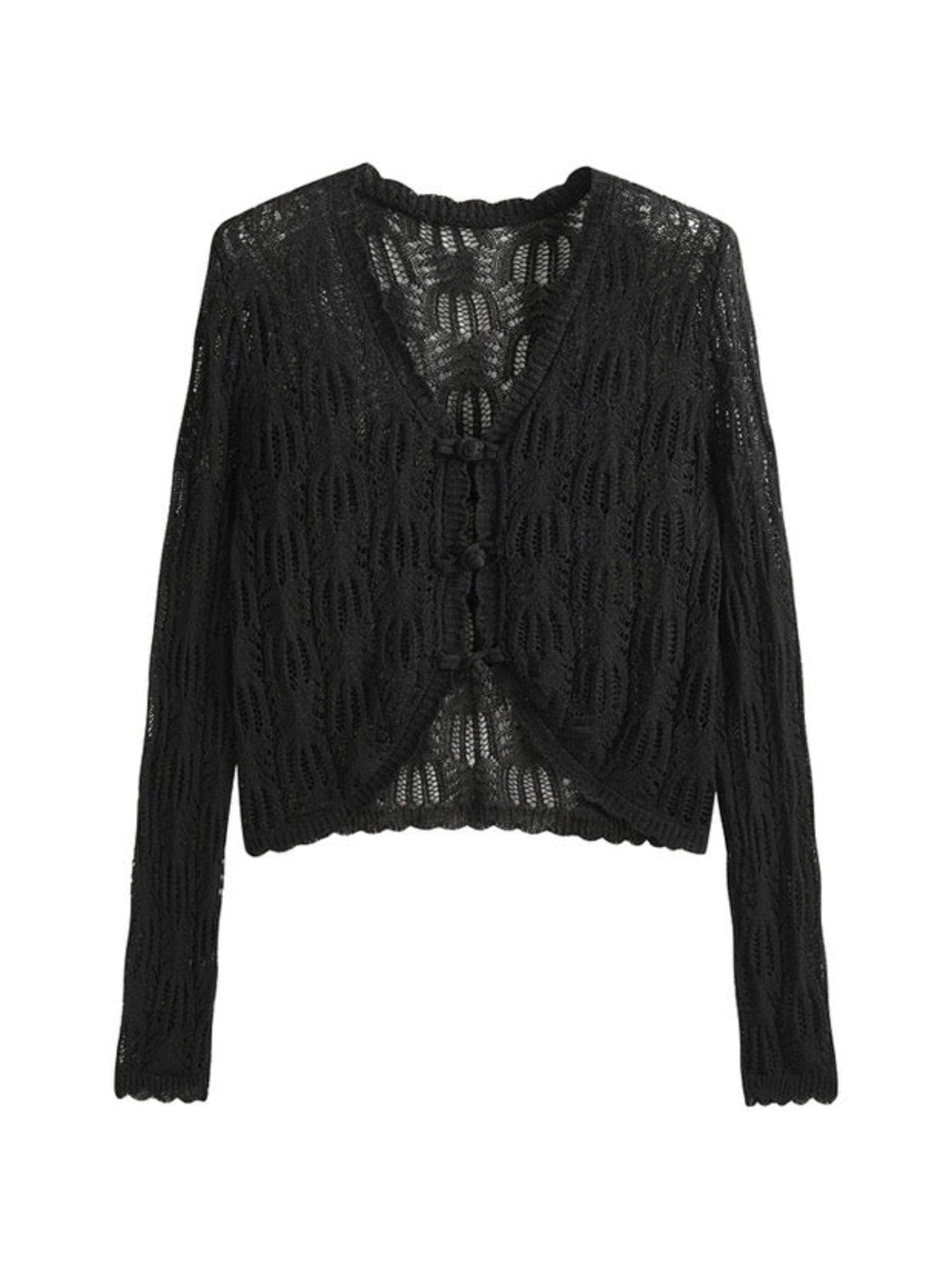 シアーレース クロップドニットカーディガン