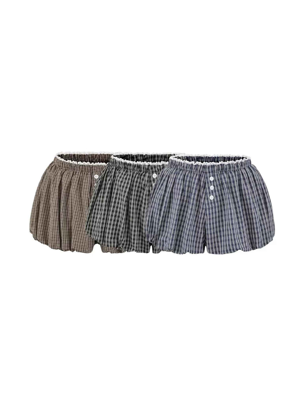 チェック柄フリルバルーンボクサーショートパンツ