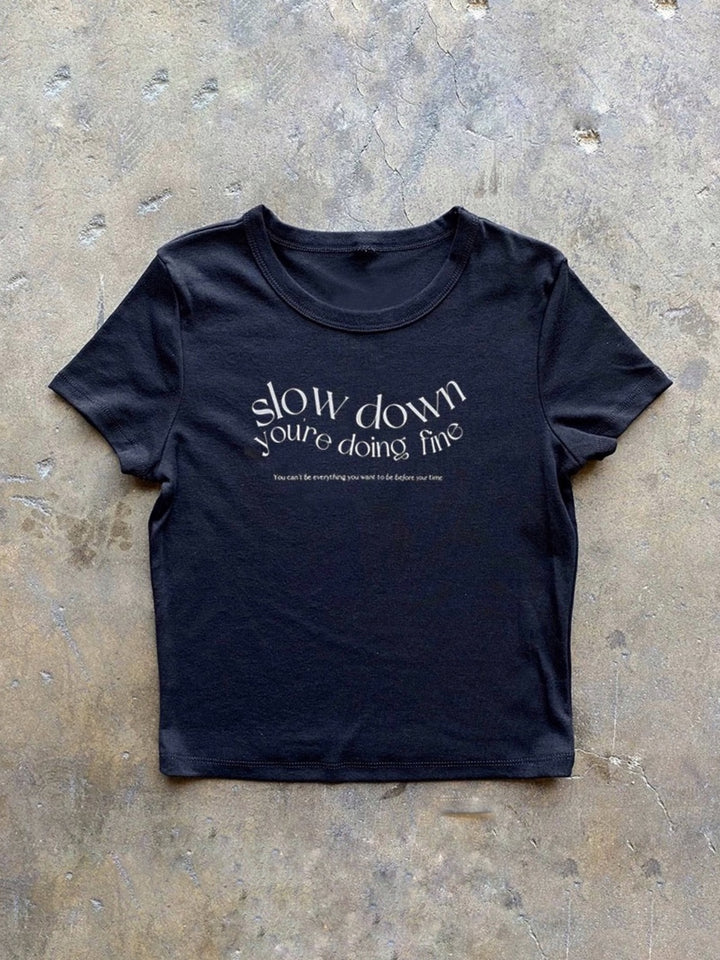 Slow Down Logo プリントTシャツ