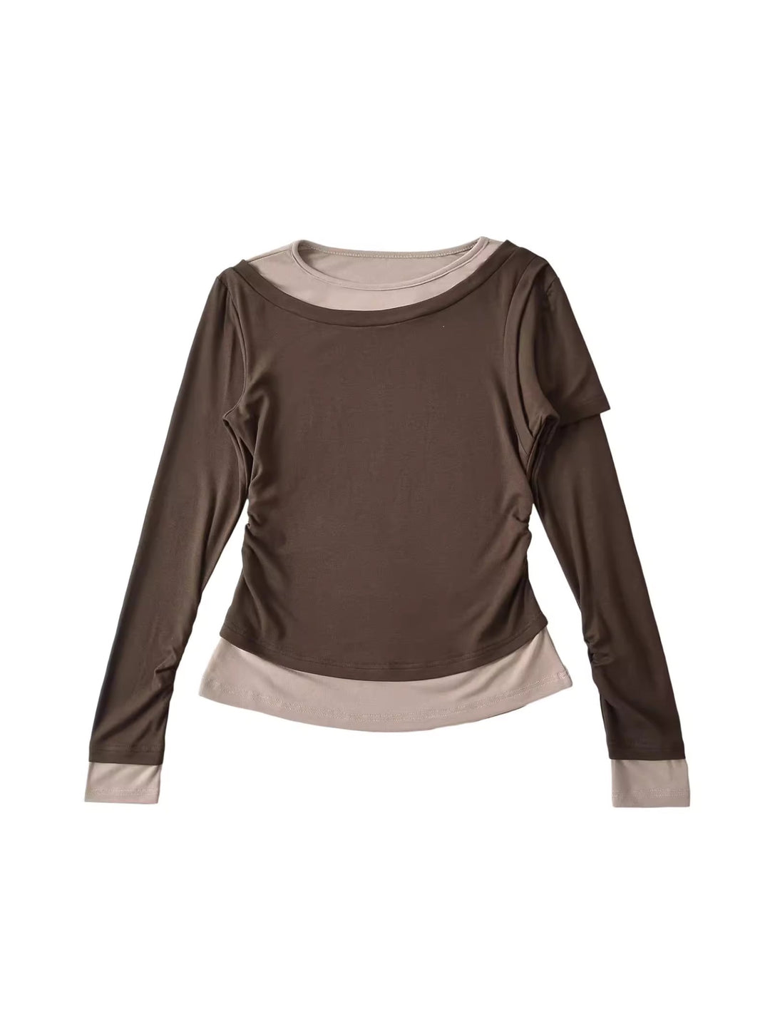 バイカラーレイヤードデザイントップス