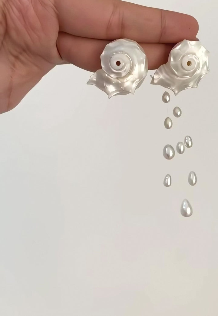 リアルシーシェルドロップロングピアス